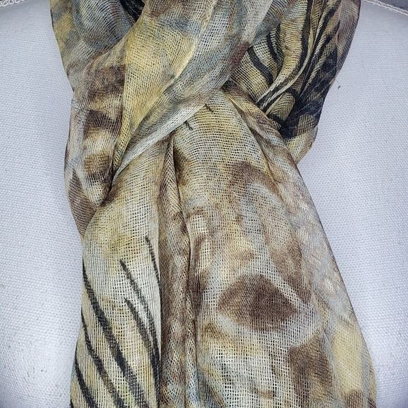 Nine West Lightweight Palm Leaves Scarf - Picture 2 of 5